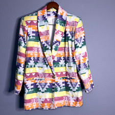 Vintage Michael Lewis Womens Sm Geometric Blazer Retro Flair Artsy Throwback