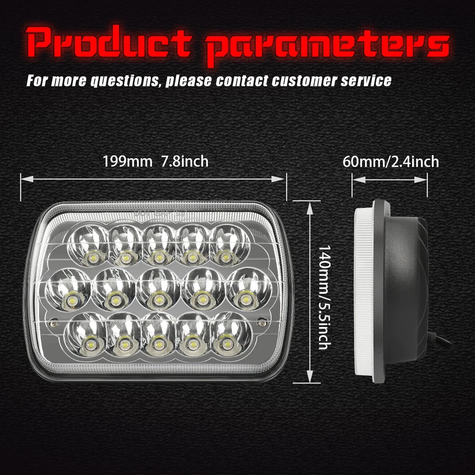 Para Isuzu Pickup 1984-1995 2 peças 5x7 7x6"" faróis de LED feixe alto-baixo ponto novo - Imagem 3 de 4