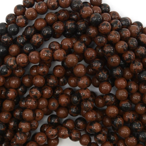 Natural Brown Mahogany Obsidian Round Beads 15" Strand 4mm 6mm 8mm 10mm