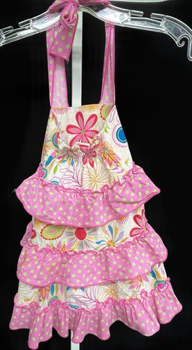 Pink Lemonade Brand Toddler Girls Halter Dress Sz 24 Months Tiered Ruffle Floral - Picture 2 of 3
