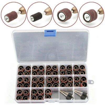 104Pcs Sanding Bands Drum Sleeve Grit For Mandrel Dremel Rotary Tool Accessories