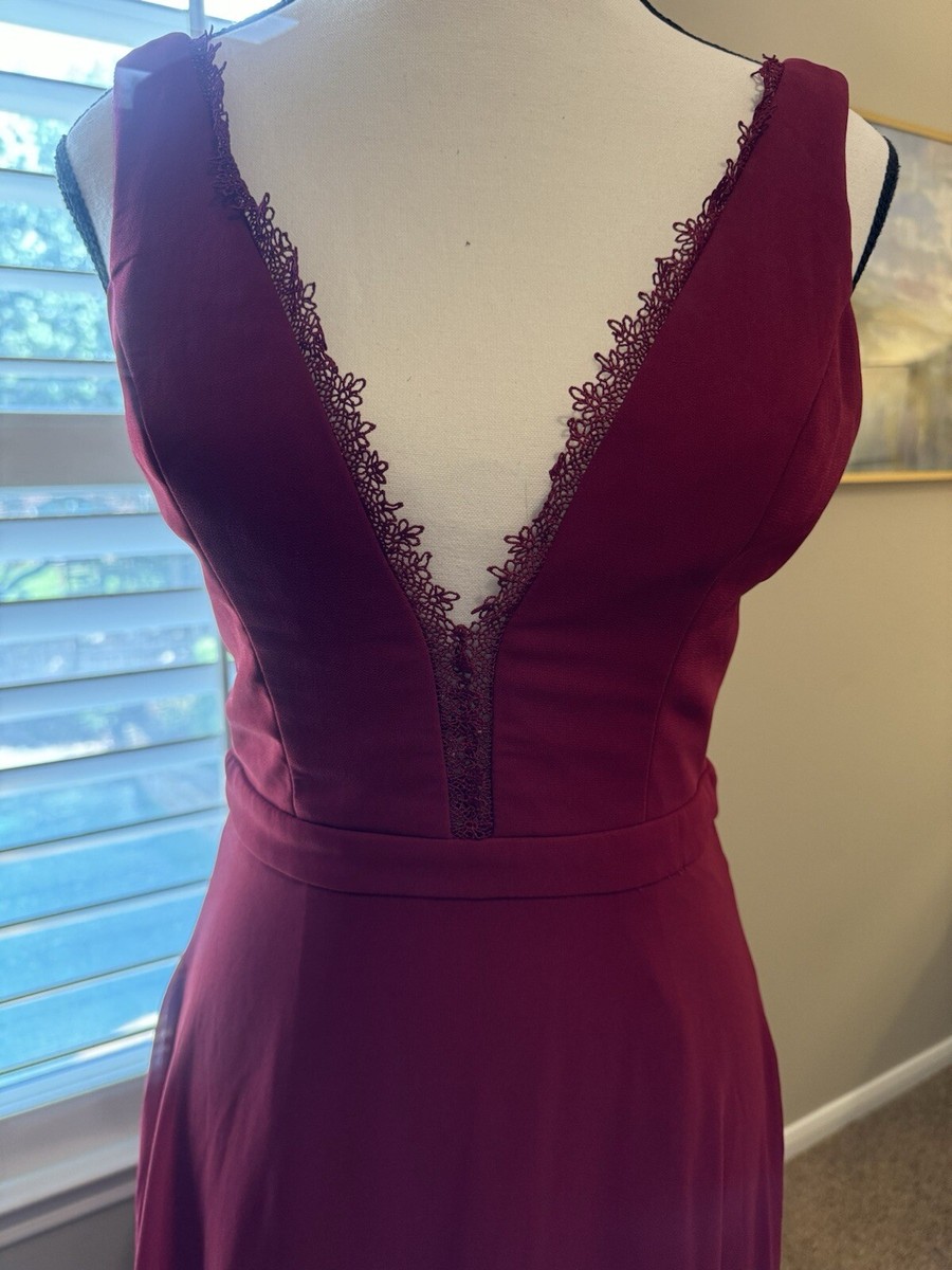maniju red dress Maniju Red Lace Long Dress