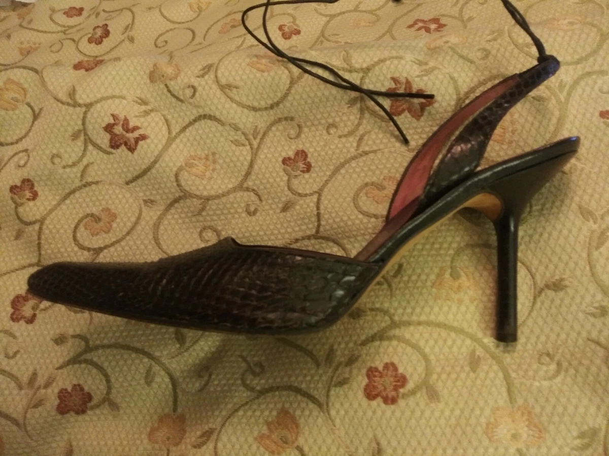 anne klein shoes BROWN SNAKESKIN 9 ANKLE STRAP FABULOUS