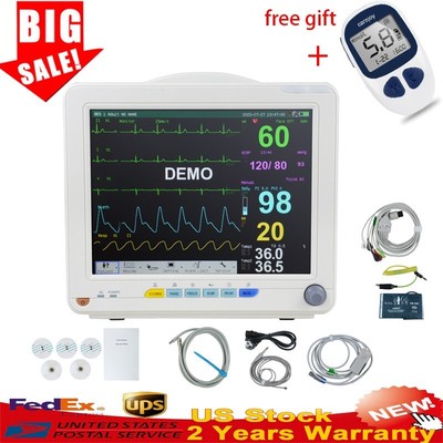 12'' Multi-Touch Screen ICU CCU Monitor ECG NIBP RESP TEMP SPO2 PR & GIFT CE