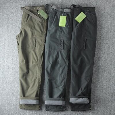 Mens Waterproof Cargo Pants Fleece Work Trousers Cotton Warm Snow Pants Overalls