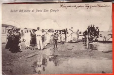 CARTOLINA PORTO SAN GIORGIO  FP VIAGGIATA 1917 SPIAGGIA COSTUMI BELLA OCCASIONE