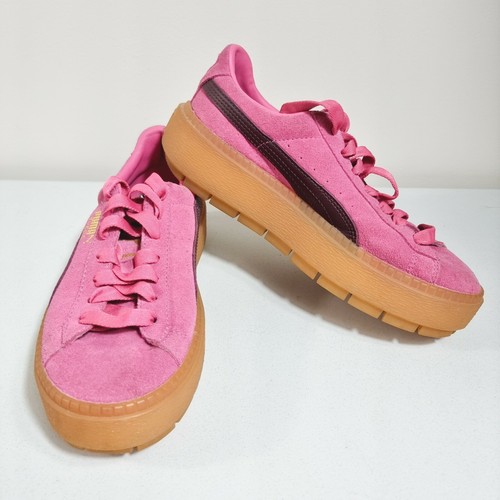 Women's Puma Suede Hot Pink Platform Sneakers Shoes Size US 6 | eBay