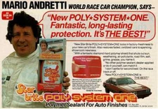 1981 Star Brite POLY SYSTEM ONE car wax Mario Andretti Vintage Print Ad