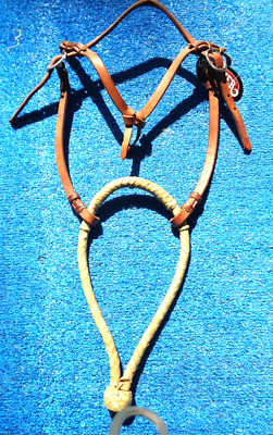 Horse Hackamore Bosal Russet Leather Headstall Futurity Knot Cowboy Weaver USA