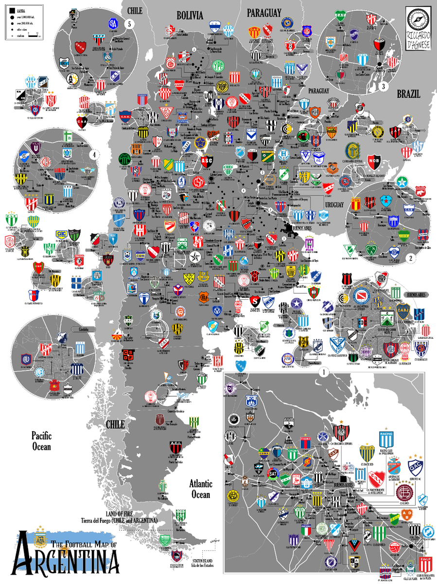 ARGENTINA Football Clubs (50x70