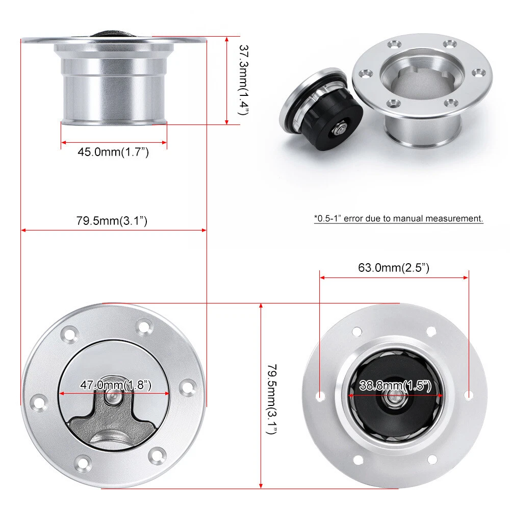 Fuel Filler Neck Pop-Up Fuel Cell Gas Cap Flush Mount 35.5MM 
