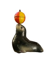 Vintage Ball Spinning Seal Tin Litho Toy by Lehmann of Western Germany