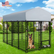 8X4X6 FT Dog Kennel with Roof Heavy Duty Welded Wire Steel Dog Run Pet Playpen