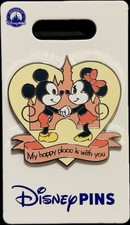 Disney Parks Pin Mickey Mouse & Minnie Heart "My Happy Place Is With You" Castle