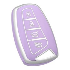 for Hyundai Key Fob Cover, Soft TPU Protection Key Fob Case Silver Purple