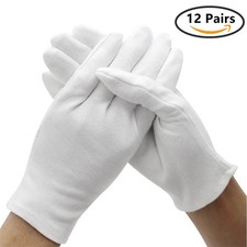12Pairs White Cotton Gloves