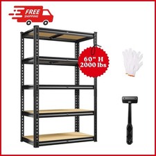 5 Tier Racking shelf Heavy Duty Garage Shelving Adjustable 2000lbs Load 60'' H