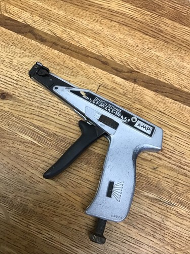 Amp 350450-1 Cable Tie Tool Gun Adjustable Metal Wrap Aircraft Tech USA Vintage