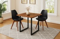 Essgruppe Baumkante Massiv 90 X 90 Cm Akazie Nussbaumfarben U-Gestell Schwarz &