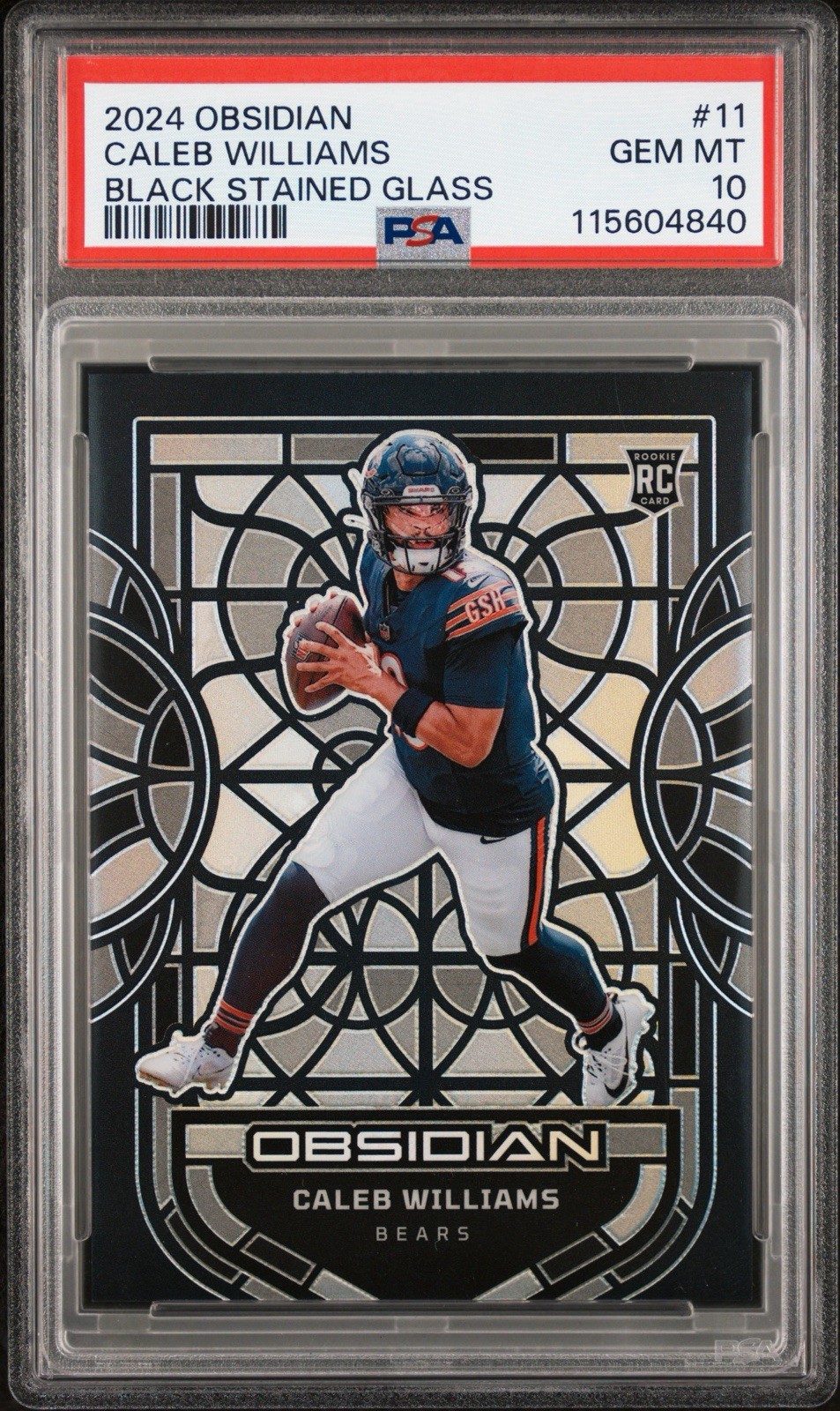 2024 Panini Obsidian Black Stained Glass Caleb Williams ROOKIE #11 PSA 10 Bears