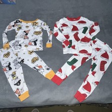 Lot Of Boys 2T Holiday Pajamas Santa Hat Peanuts Snoopy Long Sleeve