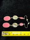 Beautiful 3 Tier Pink Acrylic Silver Tone Necklace And Matching Earrings  — photo 7