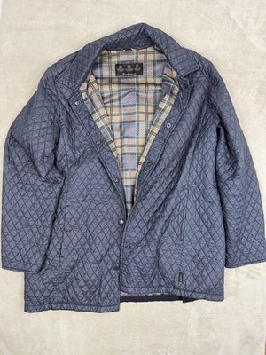 BARBOUR DIAMOND QUILT JACKET HERREN L NAVY BLAU VINTAGE ENGLAND STEPPJACKE TOP