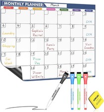 Magnetic Dry Erase Calendar for Refrigerator: Fridge Whiteboard Calendar