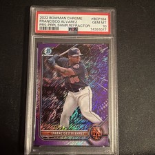2022 BOWMAN CHROME PROSPECTS BCP184 FRANCISCO ALVAREZ PURPLE SHIMMER REFRACTOR