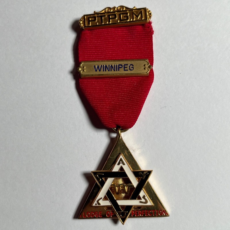 Vintage Scottish Rite Masonic Lodge of Perfection Medal - P.T.P.G.M. - Winnipeg