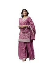 TRENDMALLS Women's Art Silk Sequins Embroidery Salwar Suit Set Kurta Sharara ...