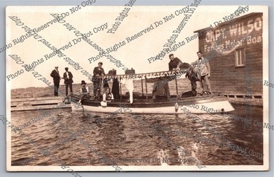 Antique 1918 RPPC ''Eldor'' Motor Boat Capt. Wilson Clayton NY Real Photo Postcard