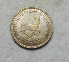 SOUTH AFRICA 5 SHILLINGS 1949  TONED UNC LARGE SILVER COIN ( stock# 99)