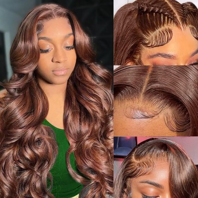 Synthetic Wigs Brown Rubber Wig Chocolate Brown Lace Front Wigs