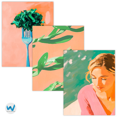 Retro Boho Botanical Portrait & Kitchen Poster 3er Set...