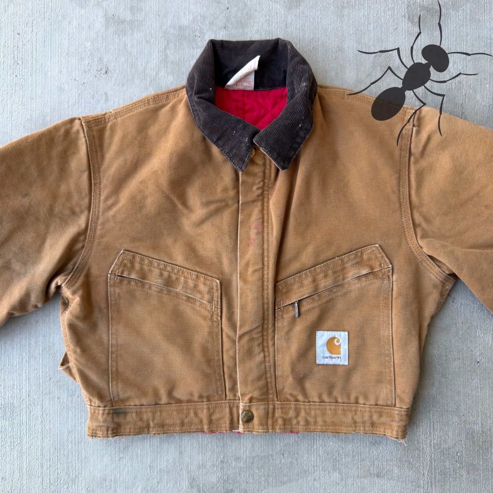 Carhartt Brown cropped Detroit style work wear jacket thumbnail 3