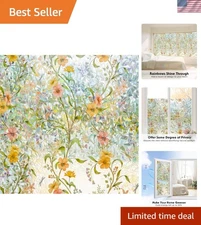 Stained Glass Window Film 17.5x78.7” - Floral Rainbow Privacy Protection