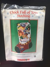 VTG DIMENSIONS Needlepoint Christmas Stocking Kit  CHOCK FULL OF TOYS-Unopened