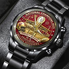 Hoosiers Football 2025 National Champions Black Stainless Steel Watch HT2526