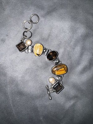 Vintage Starborn Fine Sterling Silver Toggle Clasp Bracelet 8  Total Length
