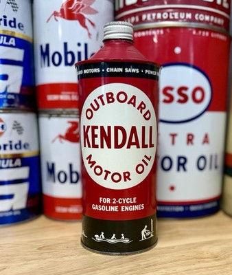 Vintage Kendall Outboard Motor Oil Can Cone Top Quart Empty