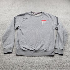 Fila Sweatshirt Mens Medium Gray Crewneck Fleece Pullover Embroidered Logo