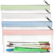Soft Pastel Clear Pencil Pouch 4 Pack Zipper Pencil Case Set