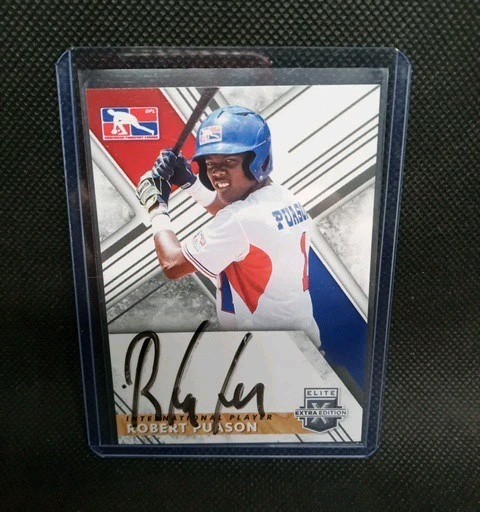 Robert Puason 2019 Panini Elite Extra Edition Dominican Prospect League Auto A’s
