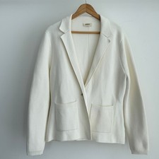 L'AGENCE Blazer Large Ivory Lacey Knit Jacket Patch Pocket Minimalist Luxury