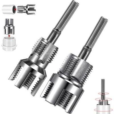 2 Pcs Pipe Thread Cutting Tool, Integrated Internal & External Pipe... 