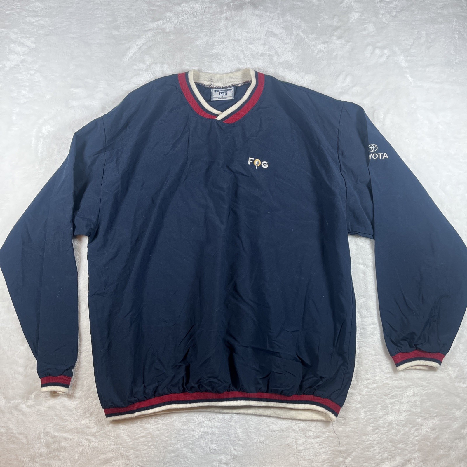 Vintage Lee Sport Pullover Mens Large Blue Windbreaker Preppy College USA 90s