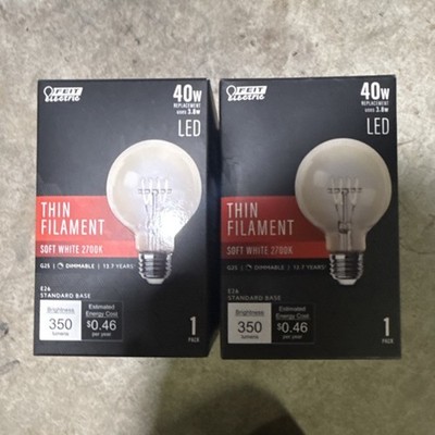 Feit Electric G25 LED Globe Bulb 3.8W 350lm Soft White Thin Filament Dimmable