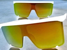 Oversize Exaggerated Modern Retro Shield SUNGLASSES Huge X Large Big White Frame