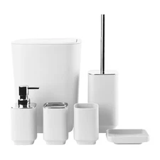 Bathroom Accessory Set 6 Piece Bathroom Accessories Set with Toothbrush Holde...
